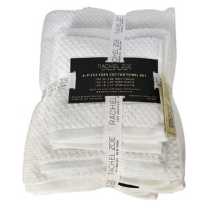 Rachel Zoe 6pc White Cotton Towel Set 2 Bath 2 Hand‎ 2 Washcloths